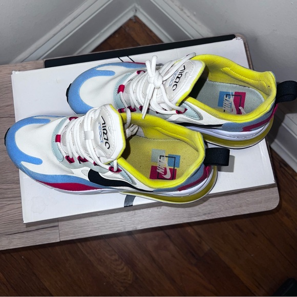 Nike Air Max 270 React in Blue, Pink, and Yellow - Picture 9 of 10